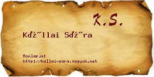 Kállai Sára névjegykártya